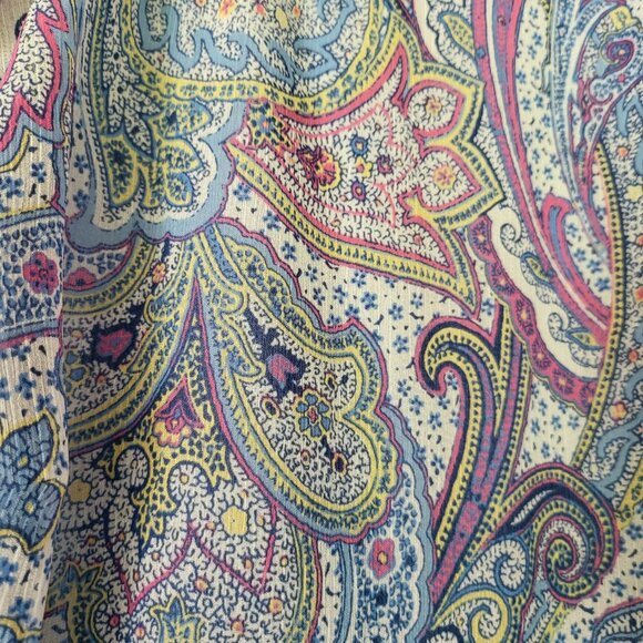 Ralph Lauren Paisley Print Black Label Ruffle Flutter Sleeve Dress Women 10 Blue - Picture 9 of 13